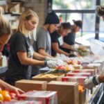 Volunteers at a food pantry.